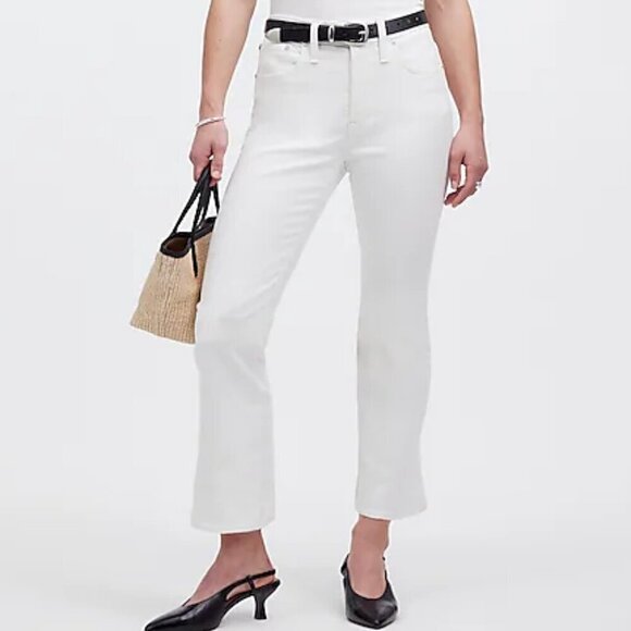 Madewell Denim - Madewell Mid-rise Kick out ankle jeans white denim bootcut flare women 28